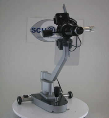 Ophthalmometer Haag-Streit Javal-Schiötz on orig. Haag-Streit one hand base, pre-owned, fine condition, Item No.: 18102012