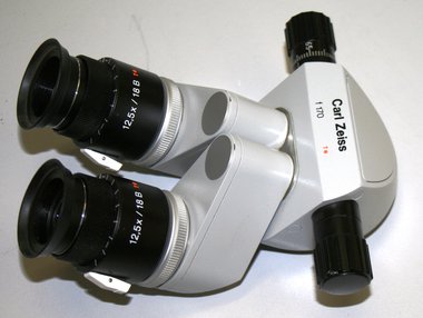Binokularer Schrägeinblicktubus für Spaltlampen und Operationsmikroskope Carl Zeiss, verstellbare PD-Brennweite F170, gebraucht, guter Zustand, Artikelnummer: 015555